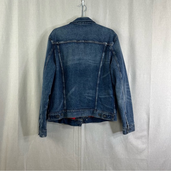 AE American Eagle flannel lined denim jean jacket men’s buffalo check Size Large - Picture 7 of 12